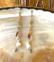 Lade das Bild in den Galerie-Viewer, Multi Gemstones & Baroque Pearl Earrings