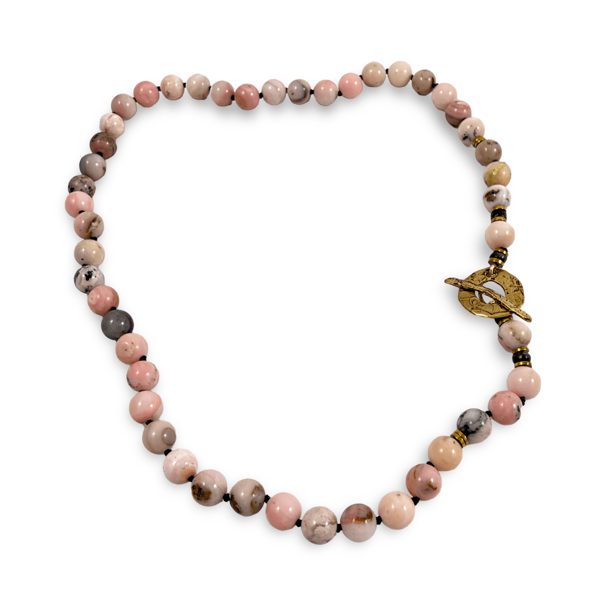 Pink Opal Hematite Necklace - Handcrafted in Canada