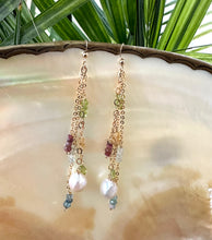 Lade das Bild in den Galerie-Viewer, Multi Gemstones & Baroque Pearl Earrings