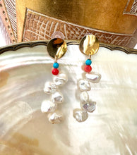 Cargar imagen en el visor de la galería, Baroque Keshi Pearl Earrings, Freshwater Pearl Gold Dangle Drop Earrings