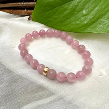 Load image into Gallery viewer, Madagascar Rose Quartz & Pearl Stretch Bracelet, 14K GF