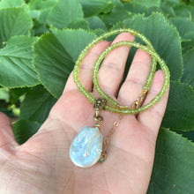 Load image into Gallery viewer, Baroque Pearl Pendant on Peridot Necklace
