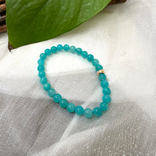Charger l'image dans la galerie, Bracelet extensible en amazonite bleue 6 ou 8 mm, 14 carats GF, 18 cm