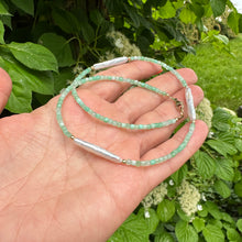 Carica l'immagine nel visualizzatore di Gallery, Green Chrysoprase Choker Necklace & White Bar Pearls, 14K GF