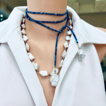 Carica l'immagine nel visualizzatore di Gallery, Blue Kyanite & Large Baroque Pearls Lariat Necklace