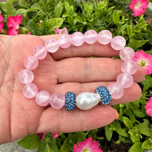Load image into Gallery viewer, Pink Jade Bracelet with Pearl
