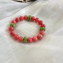Cargar imagen en el visor de la galería, Chunky Red Jade Stretch Bracelet with Pearls