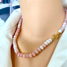 Carica l'immagine nel visualizzatore di Gallery, Shaded Pink Opal Candy Necklace, 18.5"inches, Gold Vermeil Plated Sterling Silver Marine Closure