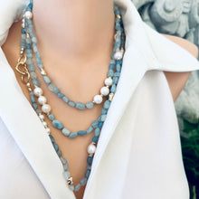 Carica l'immagine nel visualizzatore di Gallery, Baroque Blue Aquamarine & Pearl Necklace