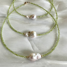 Load image into Gallery viewer, Peridot & Baroque Pearl Necklace, 14K GF