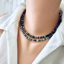 Load image into Gallery viewer, Mixed Gemstone Tire Beads & Gold Hematite Necklace