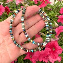 Load image into Gallery viewer, Mixed Gemstone Tire Beads & Gold Hematite Necklace