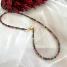 Load image into Gallery viewer, Watermelon Multi Color Tourmaline Necklace, Gold