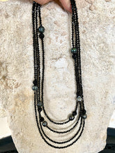 Load image into Gallery viewer, 2 Black Spinel and Tahitian Baroque Pearls Long Beaded Necklaces, in 41" and 44"inches