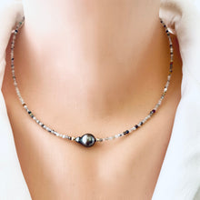 Charger l'image dans la galerie, Natural Mix Stones Multi Color Necklace & Tahitian Pearl, 14K GF