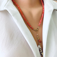 Cargar imagen en el visor de la galería, Pink Coral Necklace with a Tiny Starfish, Pearl & Shell Charm