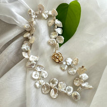 Load image into Gallery viewer, Romantic & Spectacular White Keshi Pearl Necklace with Flower Clasp