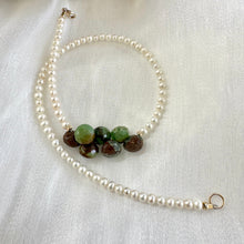 Load image into Gallery viewer, Double Wrap Pearl Bracelet & Green Chrysoprase, 14K GF