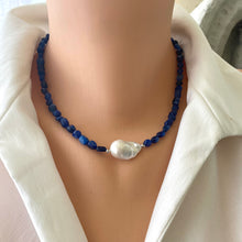 Cargar imagen en el visor de la galería, Blue Kyanite & Baroque Pearl Necklace