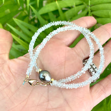 Cargar imagen en el visor de la galería, Aquamarine Choker Necklace & Grey Tahitian Baroque Pearl