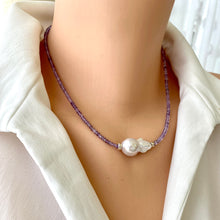 Carica l'immagine nel visualizzatore di Gallery, Light Lavender Amethyst & Baroque Pearl Necklace