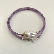 Carica l'immagine nel visualizzatore di Gallery, Light Lavender Amethyst & Baroque Pearl Necklace