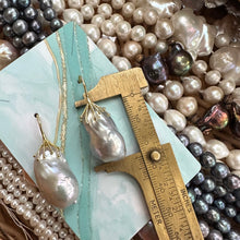 Load image into Gallery viewer, Silver Grey Baroque Pearl Drop Earrings, Gold or Silver