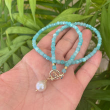 Lade das Bild in den Galerie-Viewer, Blue Amazonite Toggle Necklace & Baroque Pearl Charm