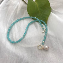 Lade das Bild in den Galerie-Viewer, Blue Amazonite Toggle Necklace & Baroque Pearl Charm
