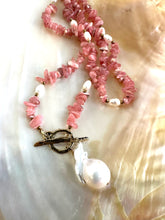 Load image into Gallery viewer, Rhodochrosite & Pearls Artisan Toggle Clasp