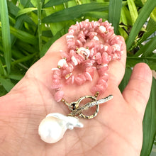 Load image into Gallery viewer, Rhodochrosite & Pearls Artisan Toggle Clasp