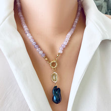 Lade das Bild in den Galerie-Viewer, Lavender Amethyst Candy Necklace, Baroque Pearl Pendant