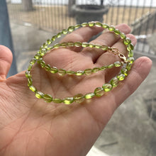 Load image into Gallery viewer, Graduated Peridot Dainty Necklace, Peridot Jewelry, Gold Filled, 17&quot;inches, August Birthstone
