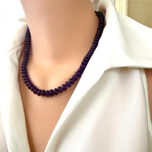 Load image into Gallery viewer, Amethyst beaded necklace worn on mannequin for scale and style reference