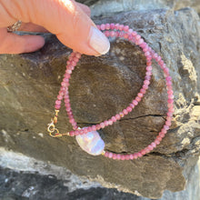 Load image into Gallery viewer, Pink Tourmaline and Baroque Pearl Necklace, Gold Filled, October Birthstone, 17.5&quot;inches

