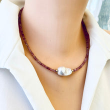 Load image into Gallery viewer, Pink Tourmaline and Baroque Pearl Necklace, Gold Filled, October Birthstone, 17.5&quot;inches
