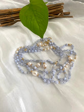Cargar imagen en el visor de la galería, Blue Lace Agate & Pearl Necklace, 64" Long Necklace