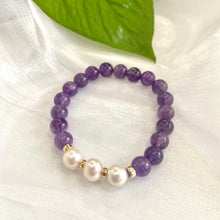 Load image into Gallery viewer, Amethyst & Freshwater Pearl Bracelet, 14K GF