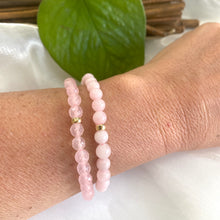 Load image into Gallery viewer, Rose Quartz Stretch Bracelet in 6mm, 14K GF