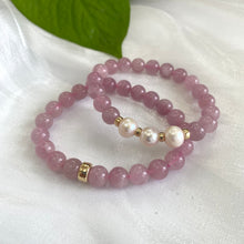 Load image into Gallery viewer, Madagascar Rose Quartz & Pearl Stretch Bracelet, 14K GF