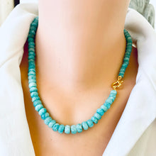 Carica l'immagine nel visualizzatore di Gallery, Hand Knotted & Graduated Amazonite Candy Necklace, Gold Vermeil Marine Closure