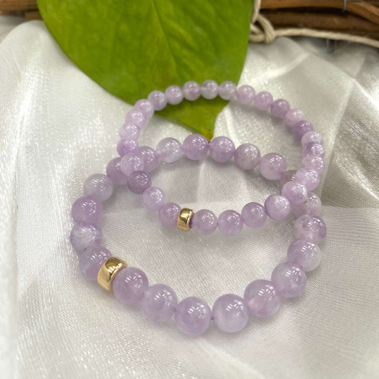 Lavender Amethyst Bracelet displayed as two bracelets on white cloth – product detail