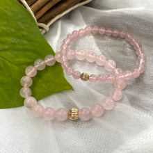 Load image into Gallery viewer, Rose Quartz Stretchy Bracelet in 6 or 8mm, 14K GF