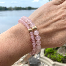 Load image into Gallery viewer, Rose Quartz Stretchy Bracelet in 6 or 8mm, 14K GF