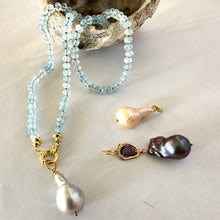 Cargar imagen en el visor de la galería, Aquamarine Candy Necklace, Baroque Pearl Pendant
