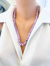 Carica l'immagine nel visualizzatore di Gallery, → Lavender opal necklace with pendant worn long single strand, elegant handmade design.