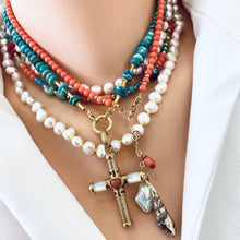 Charger l'image dans la galerie, Collier arc-en-ciel en perles d'eau douce, plaqué or, de 38 à 47 cm