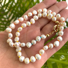 Charger l'image dans la galerie, Collier arc-en-ciel en perles d'eau douce, plaqué or, de 38 à 47 cm