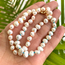 Charger l'image dans la galerie, Collier arc-en-ciel en perles d'eau douce, plaqué or, de 38 à 47 cm