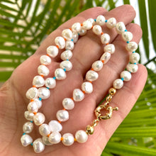 Charger l'image dans la galerie, Collier arc-en-ciel en perles d'eau douce, plaqué or, de 38 à 47 cm